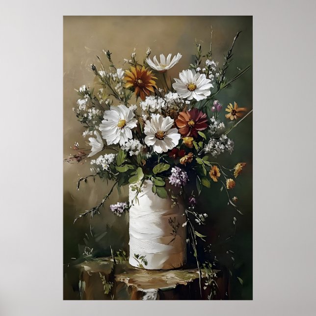 Blomkruk toilettpapper rulle tryck, botanisk badru poster (Framsidan)
