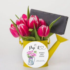 Blomkruka baby shower - Popp när hon poppar Gåvor Etiketter