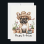 blomkruka i grattis på födelsedagen Fransk Kort<br><div class="desc">Tur illustration av hundar . Perfekt för djurälskare och överordnade hund under sommartid.</div>