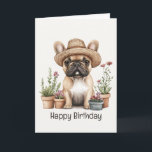 blomkruka i grattis på födelsedagen Fransk Kort<br><div class="desc">Tur illustration av hundar . Perfekt för djurälskare och överordnade hund under sommartid.</div>