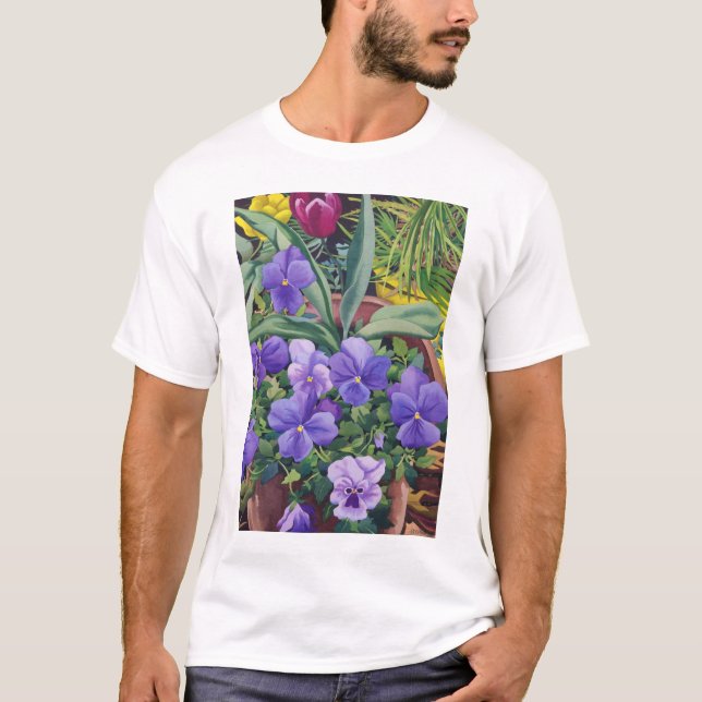 Blomkrukar med Pansies 2007 Tee (Framsida)