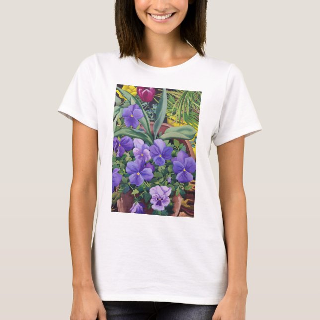 Blomkrukar med Pansies 2007 Tee (Framsida)