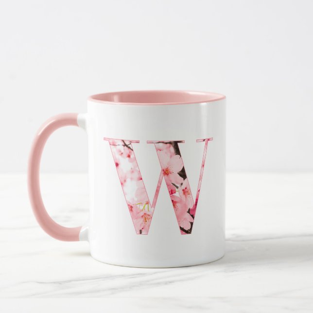 Blomkrukig W Initial Kopp | Personligt Namn & Egen (Vänster)