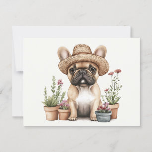 blomkrukor för fransk Bulldog Vykort