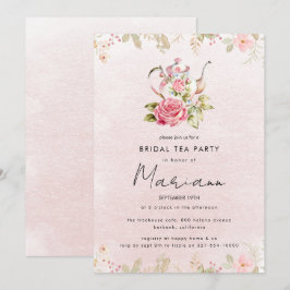 Blomkruksinbjudan till bröllopsfest med tekopp och inbjudningar