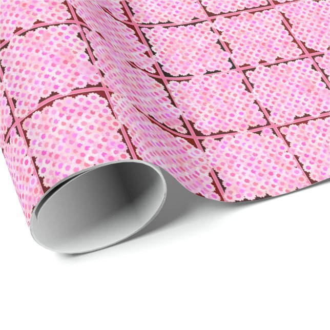Blomkruksmönster, rosa nyanser presentpapper (Rullad Hörn)