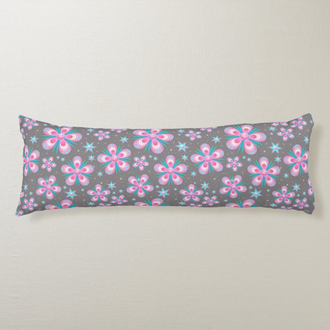 Blomkudde av blommor och stjärnor kroppskudde (Framsidan)