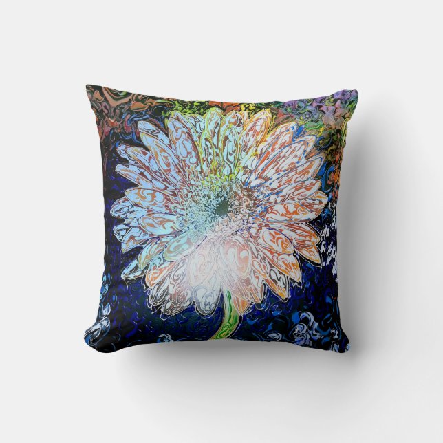 Blomkudde av "peter max art stil" kudde (Framsida)