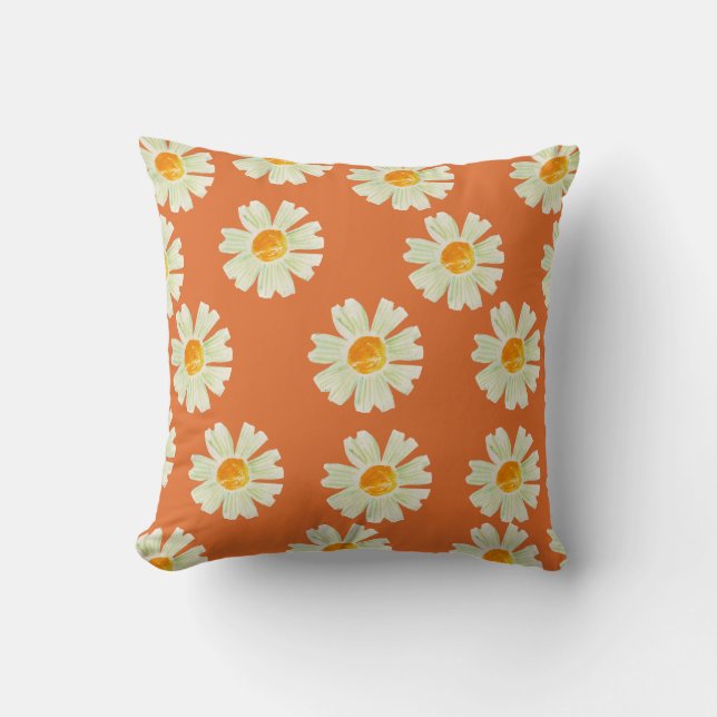 Blomkudde orange färg kudde (Framsida)