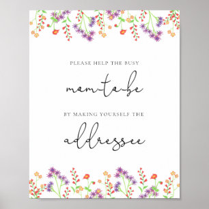 Blomkur Hjälp Busy Mamma till Be Adress och Kuvert Poster