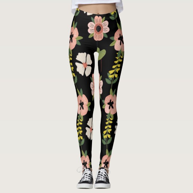 Blomleggins för kvinnor leggings (Framsida)