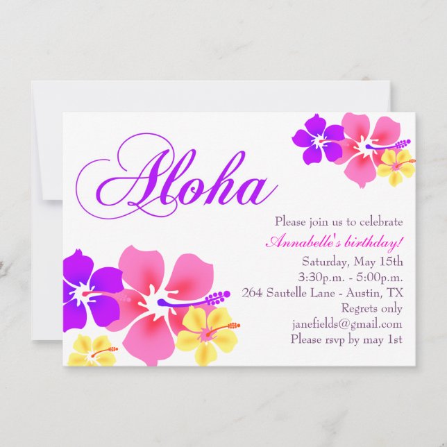Blomma Aloha Födelsedagsinbjudan Inbjudningar (Framsida)