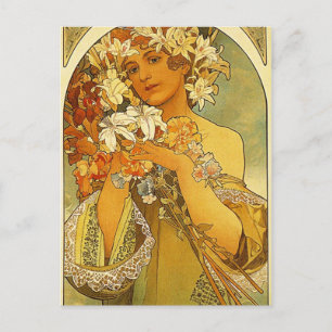 Blomma av Alphonse Mucha Vykort