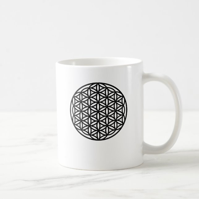 Blomma av det sakrala geometrisymbolet för liv kaffemugg (Höger)