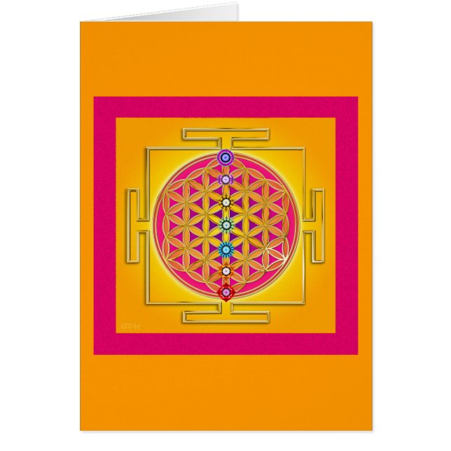 BLOMMA AV LIV - Chakras Yantra Hälsningskort (Framsidan)