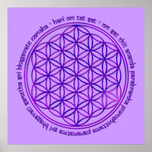 Blomma av liv - den Moola mantraen - violet Poster