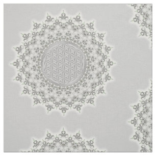 Blomma av liv - FractalMandalagrå färg görar gr Tyg