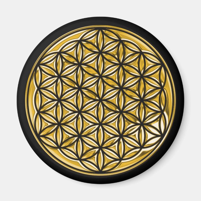 Blomma Av Liv / fullt guld Magnet (Framsidan)