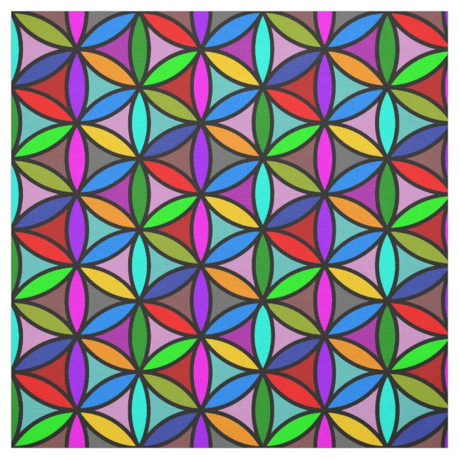 Blomma av liv - seamless mönster - mång- kulört tyg (Provkarta)