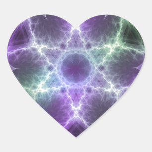 Blomma av livfractalen - sakral geometri hjärtformat klistermärke
