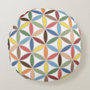 Blomma av mönster för Retro färg för liv det stora Rund Kudde