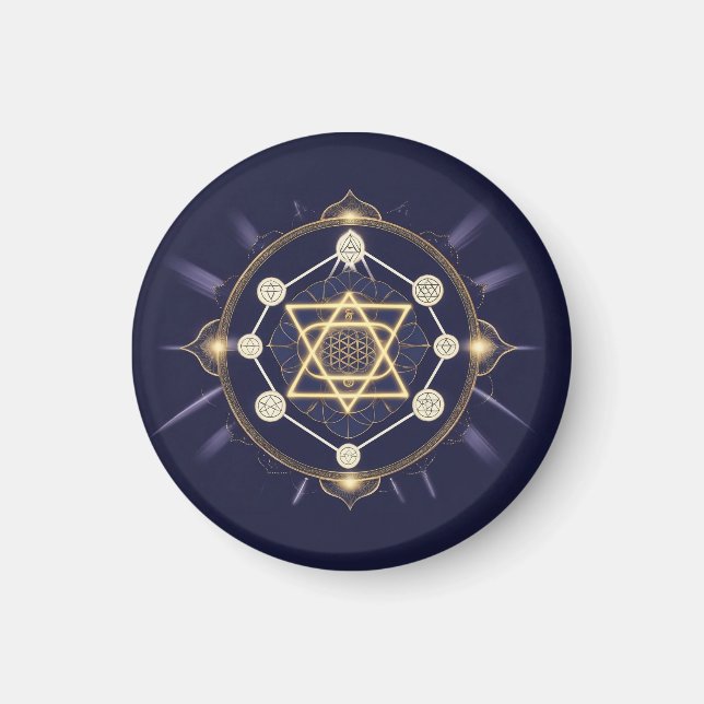Blomma av Oändlighet — Celestial Helig Geometri Magnet (Framsidan)
