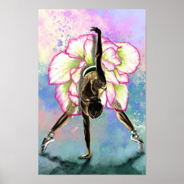 Blomma Ballerina Kvinna Balettdansare Affisch (Framsidan)