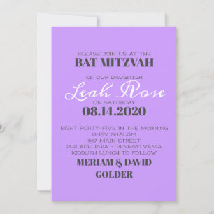 Blomma Barn Bar Bat Mitzvah Inbjudan Invitation