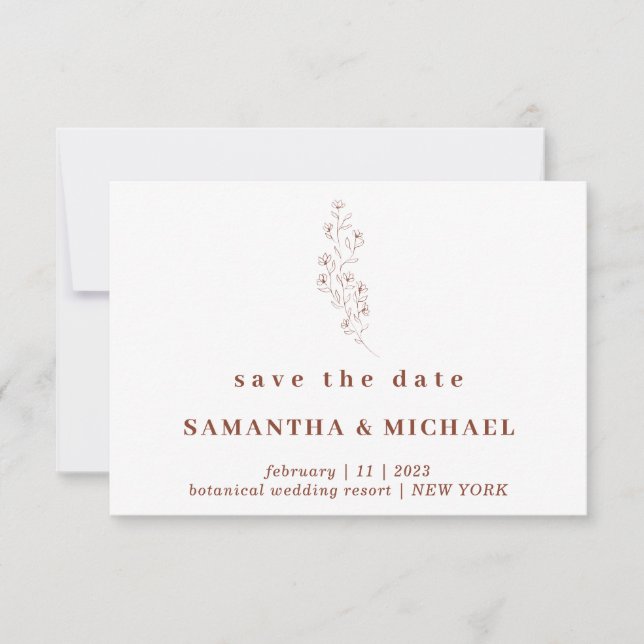 Blomma Boho Terrakotta Indie Spara datum Bröllop Inbjudningar (Framsida)