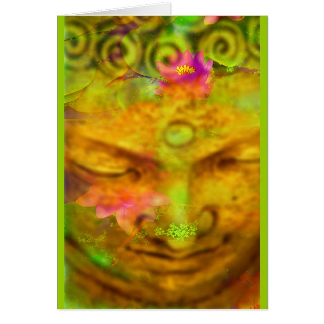Blomma Buddha Hälsningskort (Framsidan)