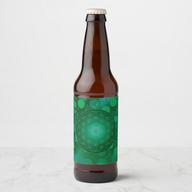 blomma, chakra,zen,helig geometrisk, renhet ölflaska etikett (Framsida)