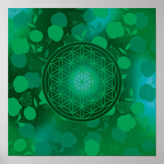 blomma, chakra,zen,helig geometrisk, renhet poster