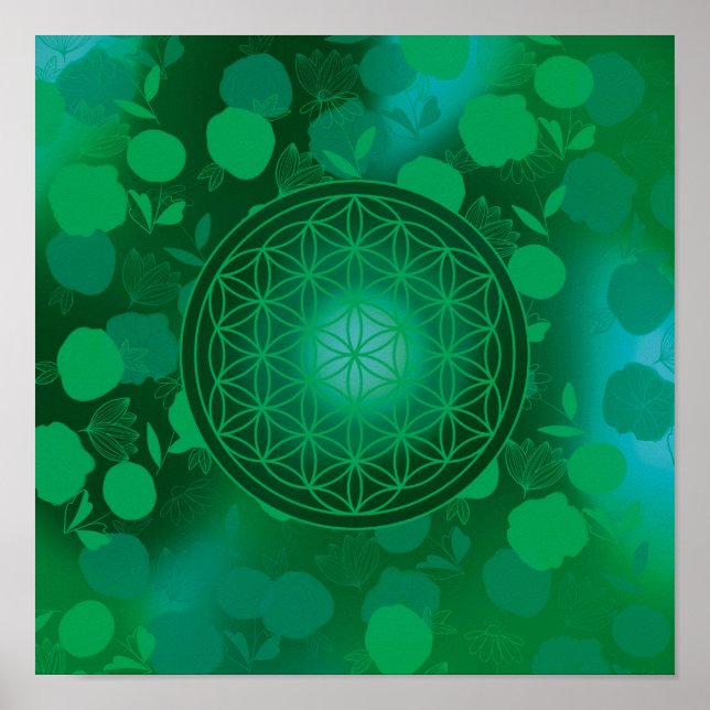blomma, chakra,zen,helig geometrisk, renhet poster (Framsidan)