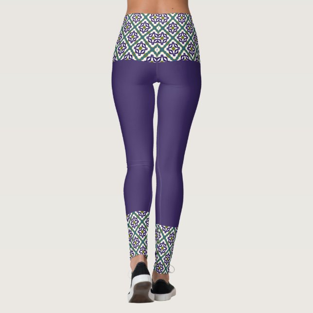 Blomma Diamant Stjärn Mönster Leggings (Baksida)