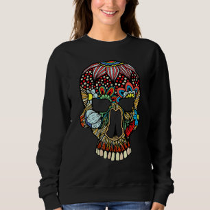 Blomma Dödskalle Huvuden Grunge Punk Metal T Shirt