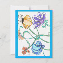 Blomma Doodle - Tomt kort