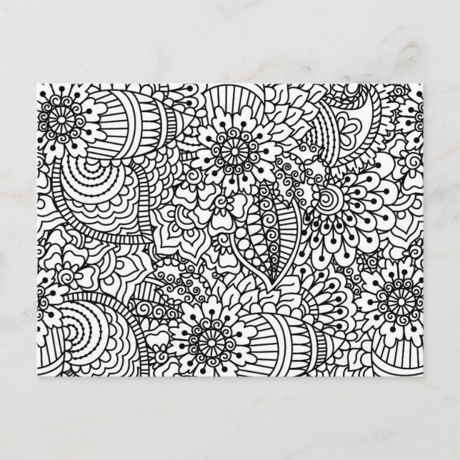Blomma Doodle Vykort (Framsida)