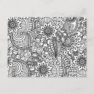 Blomma Doodle Vykort
