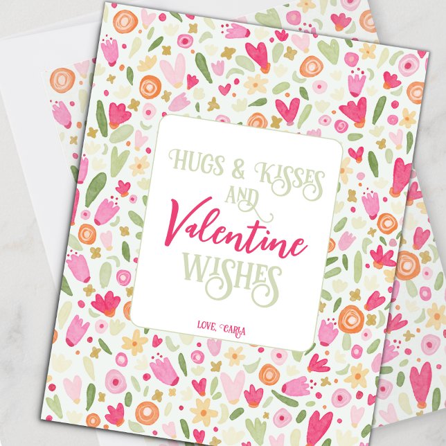 Blomma Doodles Alla hjärtans dag Holiday Card Julkort (Skapare uppladdad)