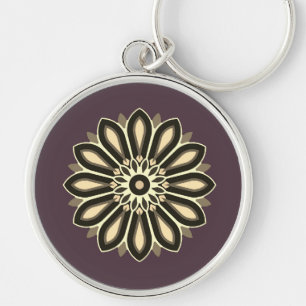 BLOMMA FÄRGFULL PRESENT TILL MAMMA PAPPA SYSTER SO RUND SILVERFÄRGAD NYCKELRING
