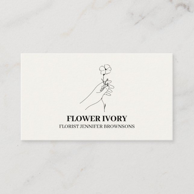 Blomma Feminint Evenemang Elfenbensvitt Beige Visitkort (Framsida)