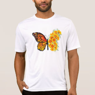 Blomma Fjäril med gul Kalifornisk vallmo T Shirt
