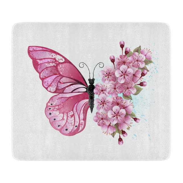 Blomma Fjäril med Rosa Sakura (Framsidan)