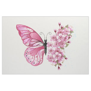 Blomma Fjäril med Rosa Sakura Tyg