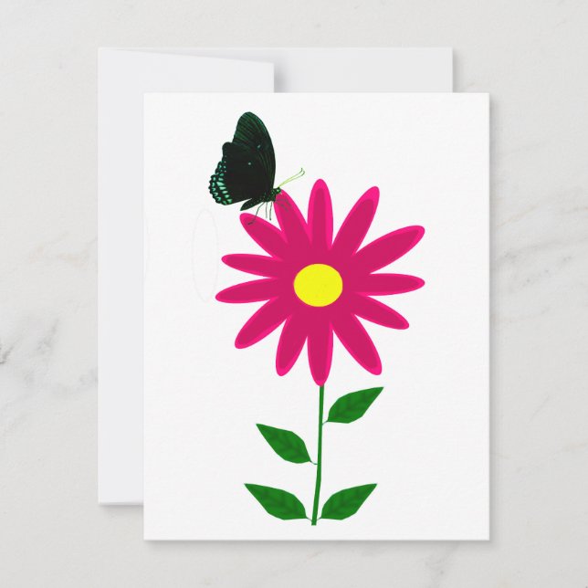 Blomma Fjäril Platt Kort (Framsida)
