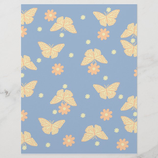 Blomma & Fjäril Scrapbookpapper (Framsida)