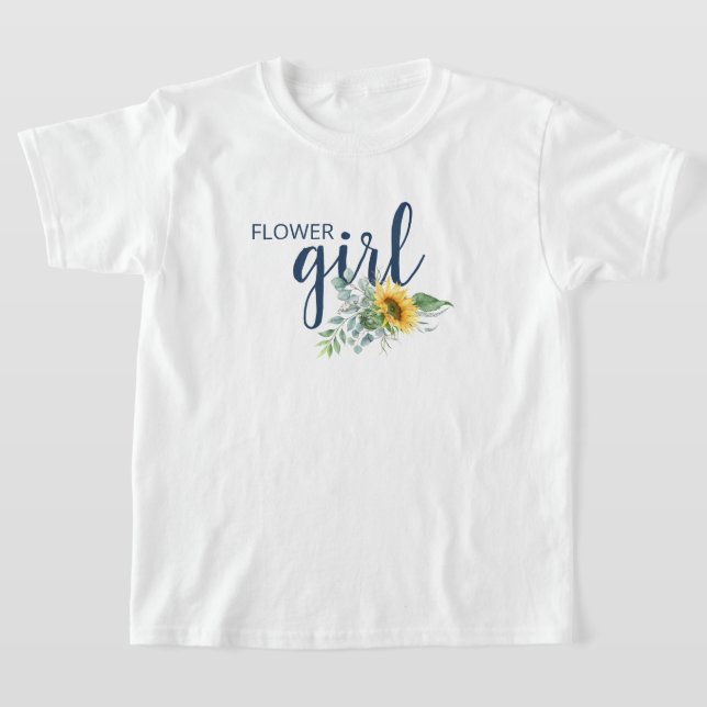 Blomma Flicka Solros Bröllop T-Shirt (Laydown)