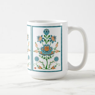 Blomma för folk konst för orange och för kricka kaffemugg