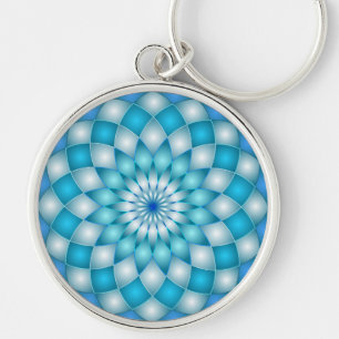 Blomma för lotusblomma för Keychain Rund Silverfärgad Nyckelring