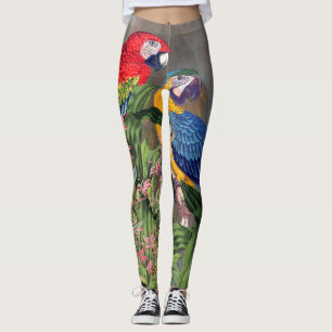 Blomma för Macawpapegojafågel All över Leggings